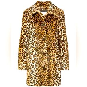 SANDY LIANG LEOPARD PRINT FAUX FUR COAT